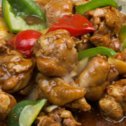 Boiled Broad Noodles With Spicy Chicken And Potato Stew Topping 大盘鸡盖面 (宽面)